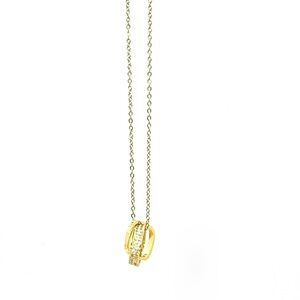 LuxeLink – Interwoven Gold & Crystal Ring Necklace Stainless Steel